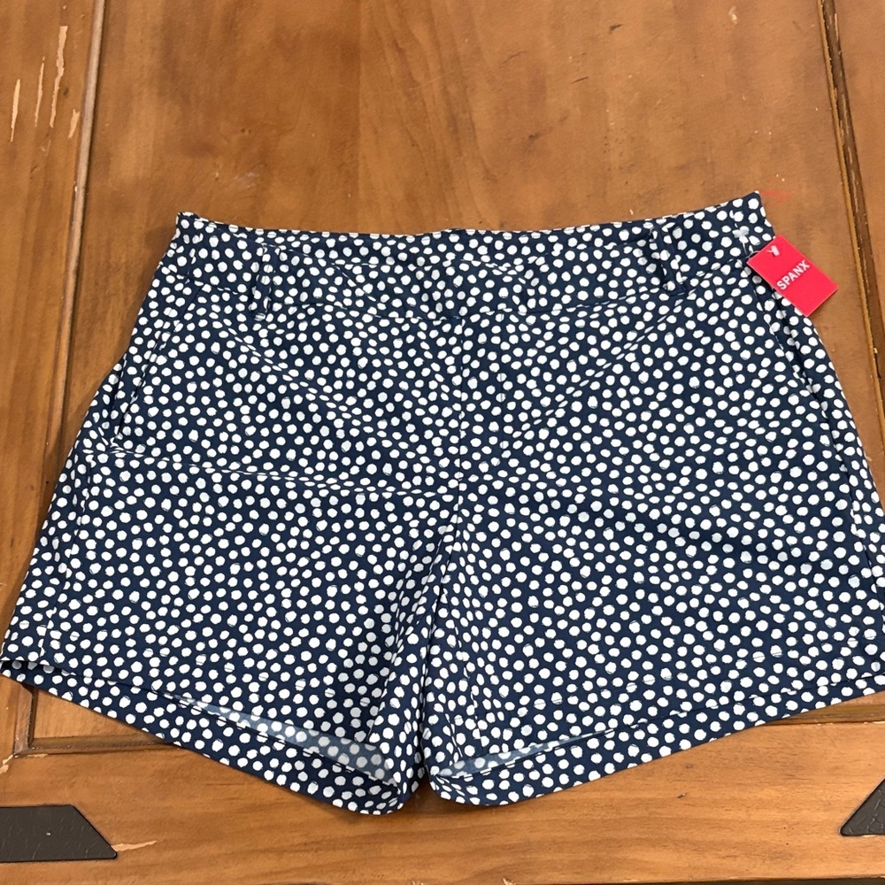 SPANX NWT Navy and White Dotted Sunshine Shorts Size XL